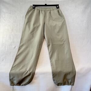 FuDa Joggers Woman's M Drawstring Cuffs Olive Green Elastic Waist Slash Pockets